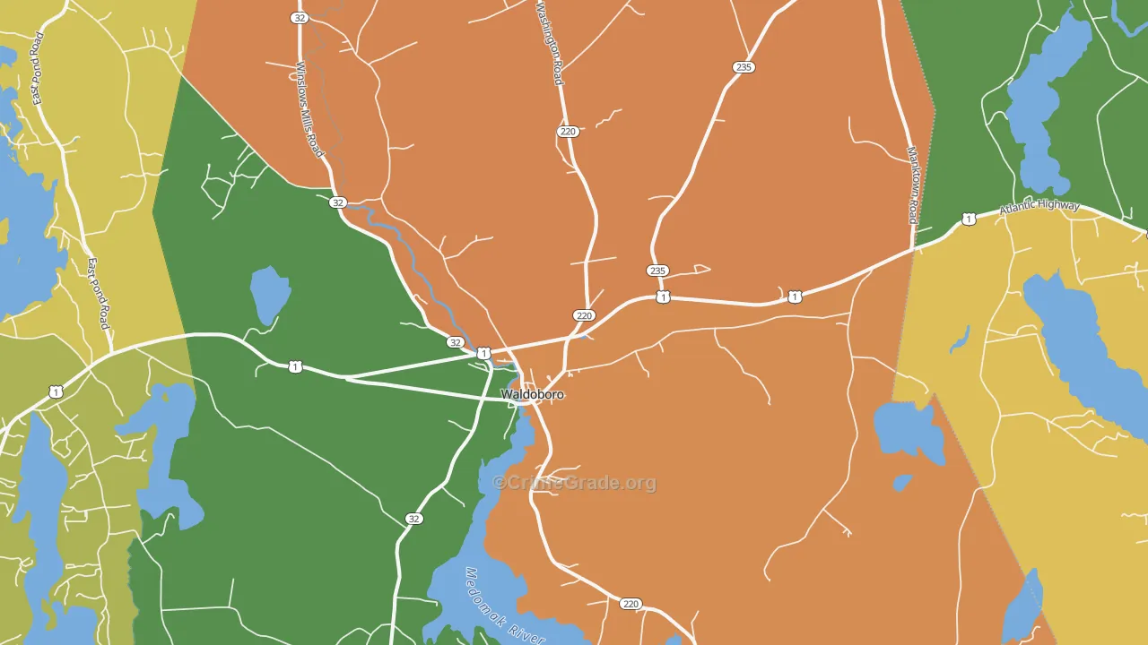 Waldoboro, ME Map of Murder Rates