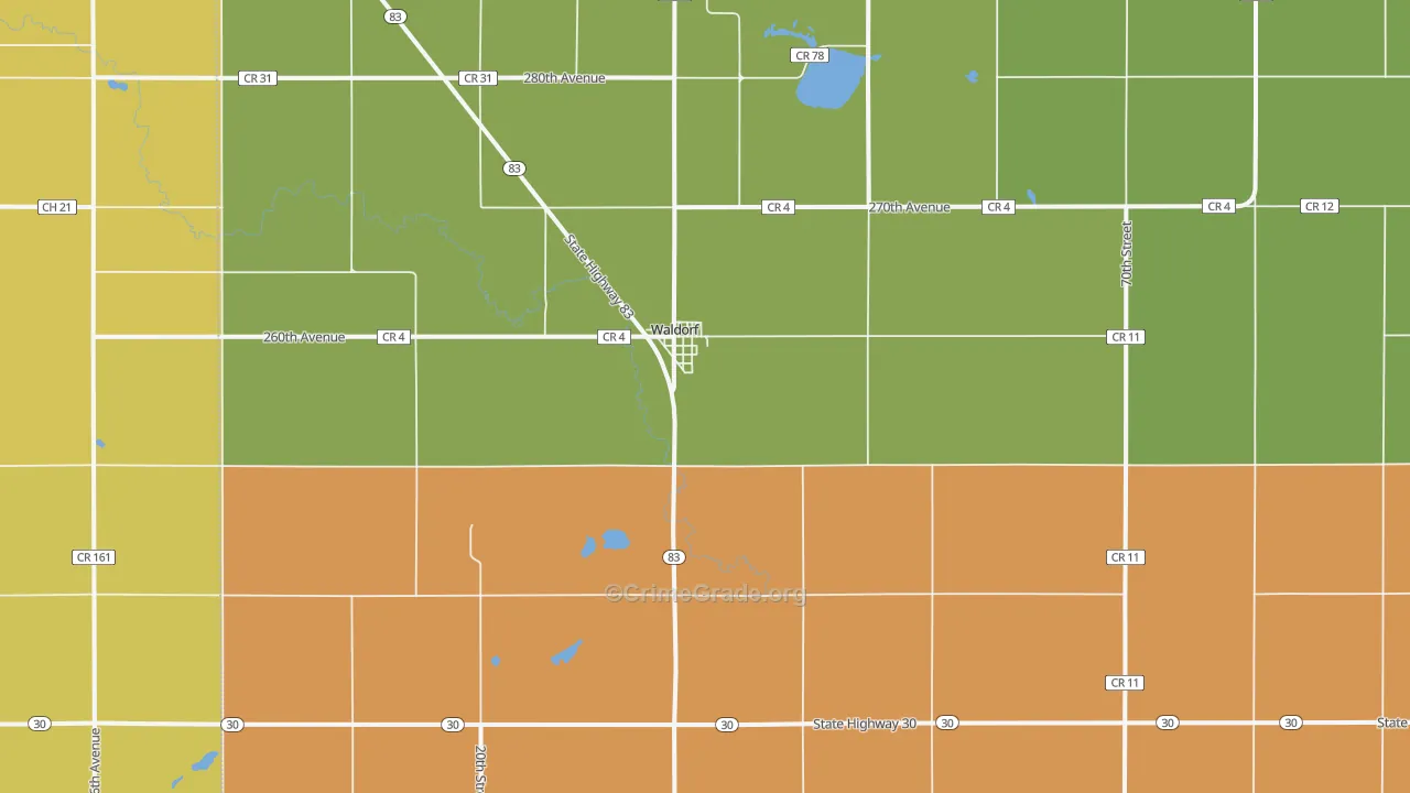 Waldorf, MN Map of Murder Rates