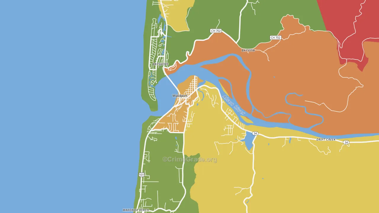 Waldport, OR Map of Murder Rates