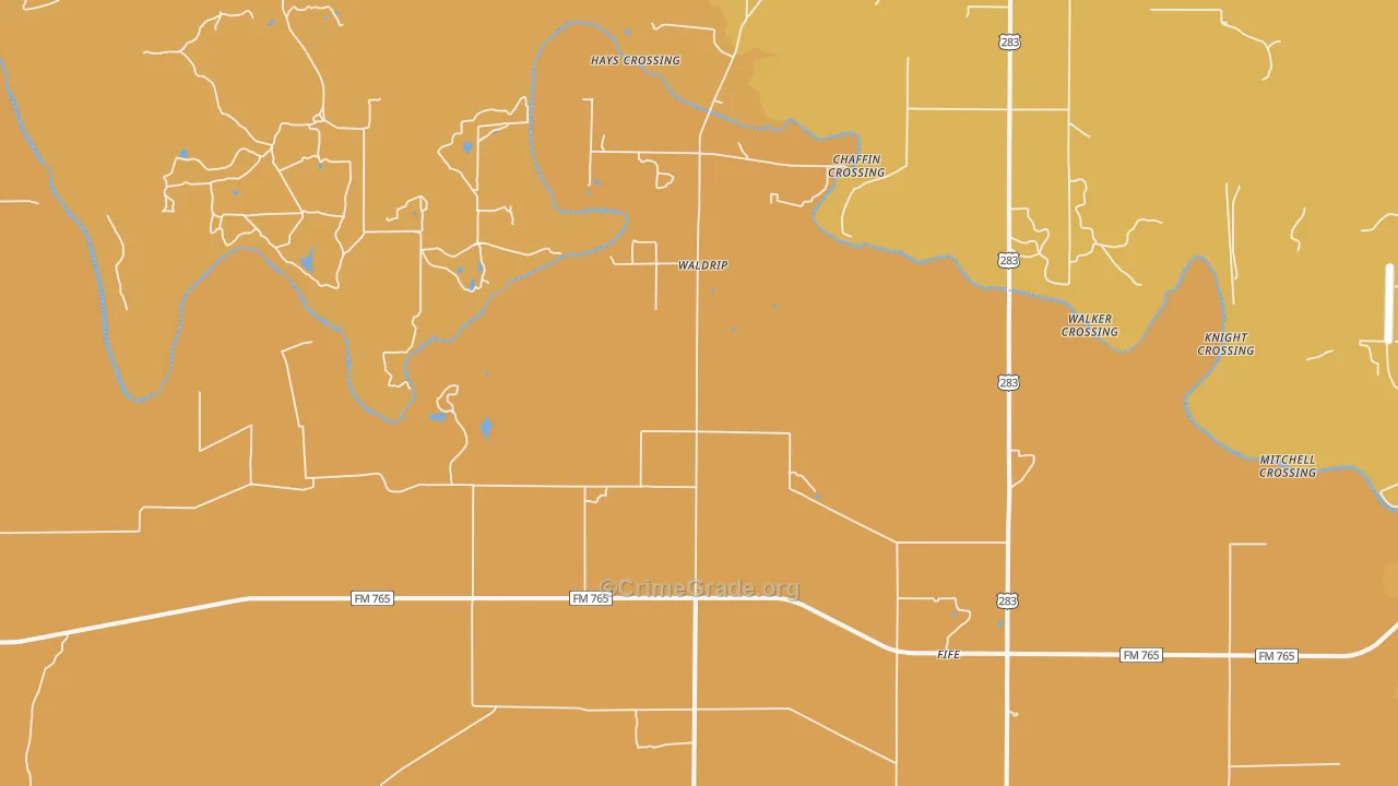 Waldrip, TX Map of Murder Rates