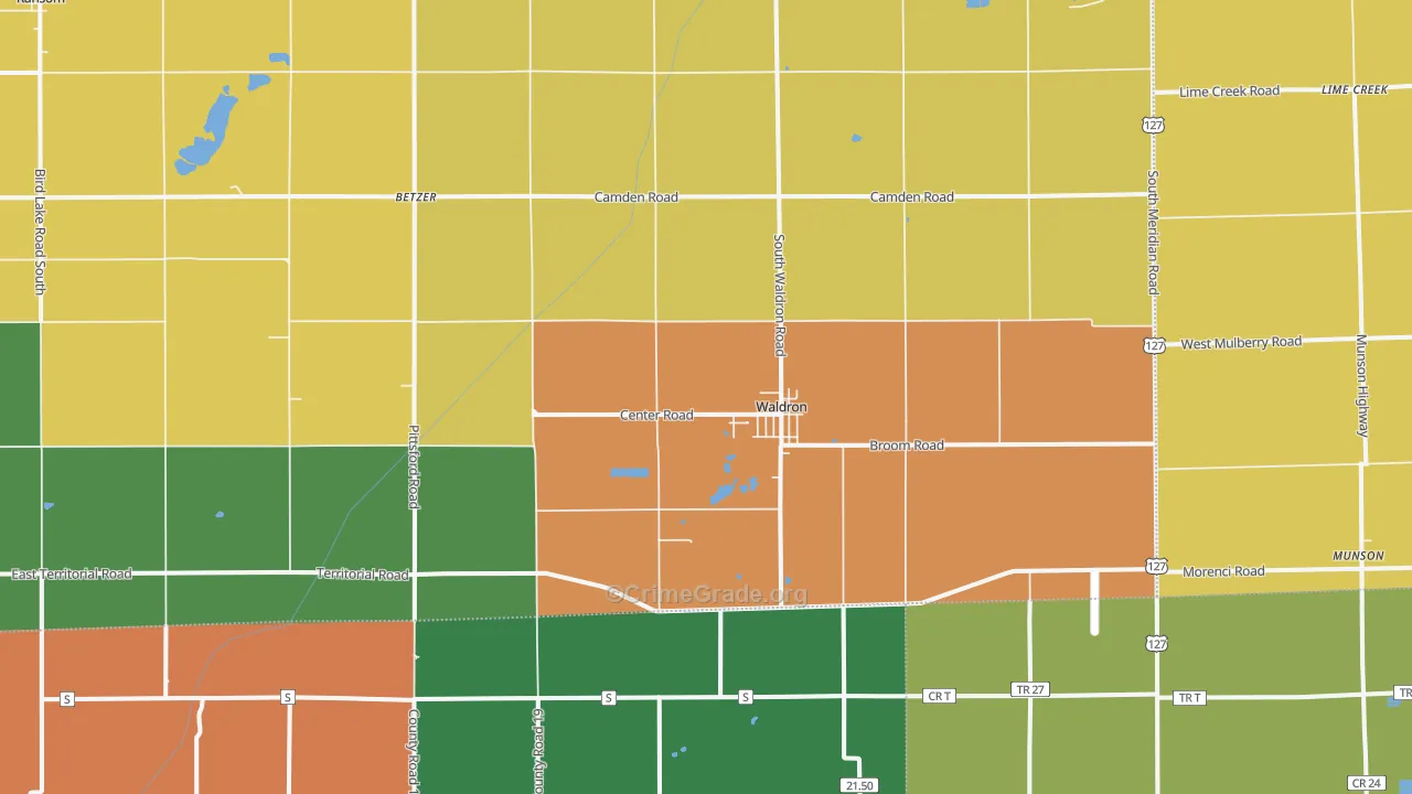Waldron, MI Map of Murder Rates