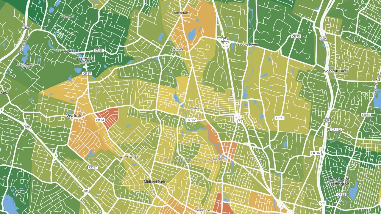 Waldwick, NJ Map of Murder Rates