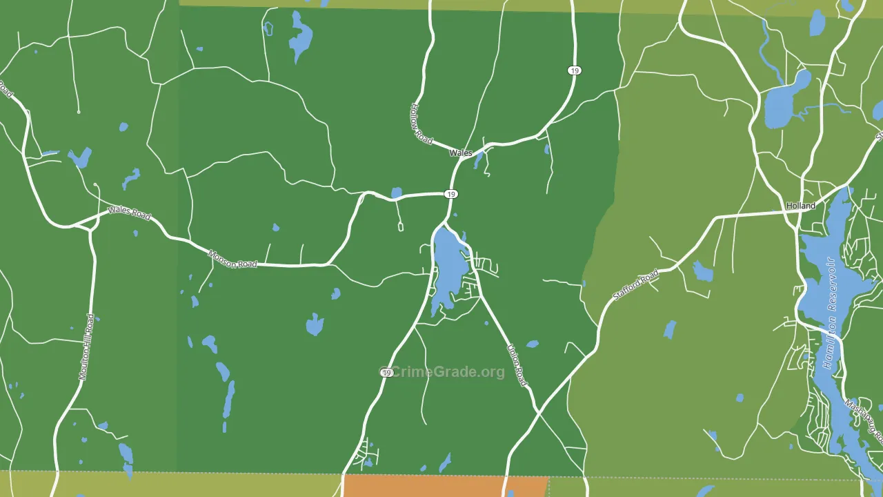 Wales, MA Map of Murder Rates