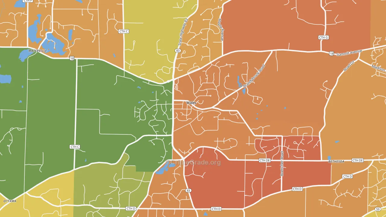 Wales, WI Map of Murder Rates