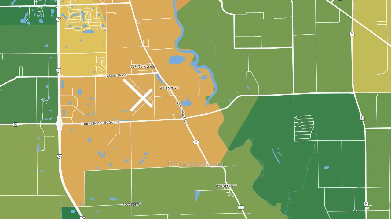 Walesboro, IN Map of Murder Rates