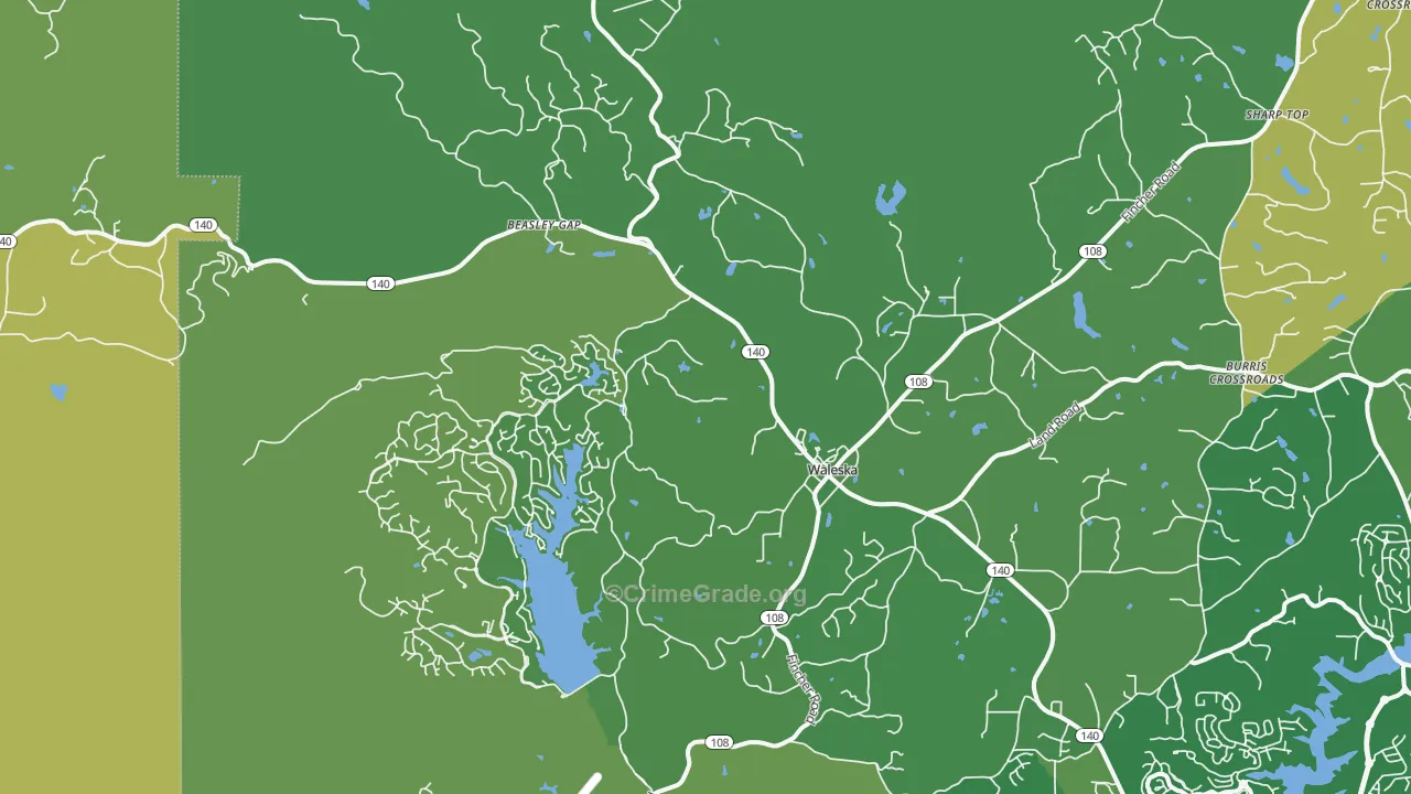 Waleska, GA Map of Murder Rates