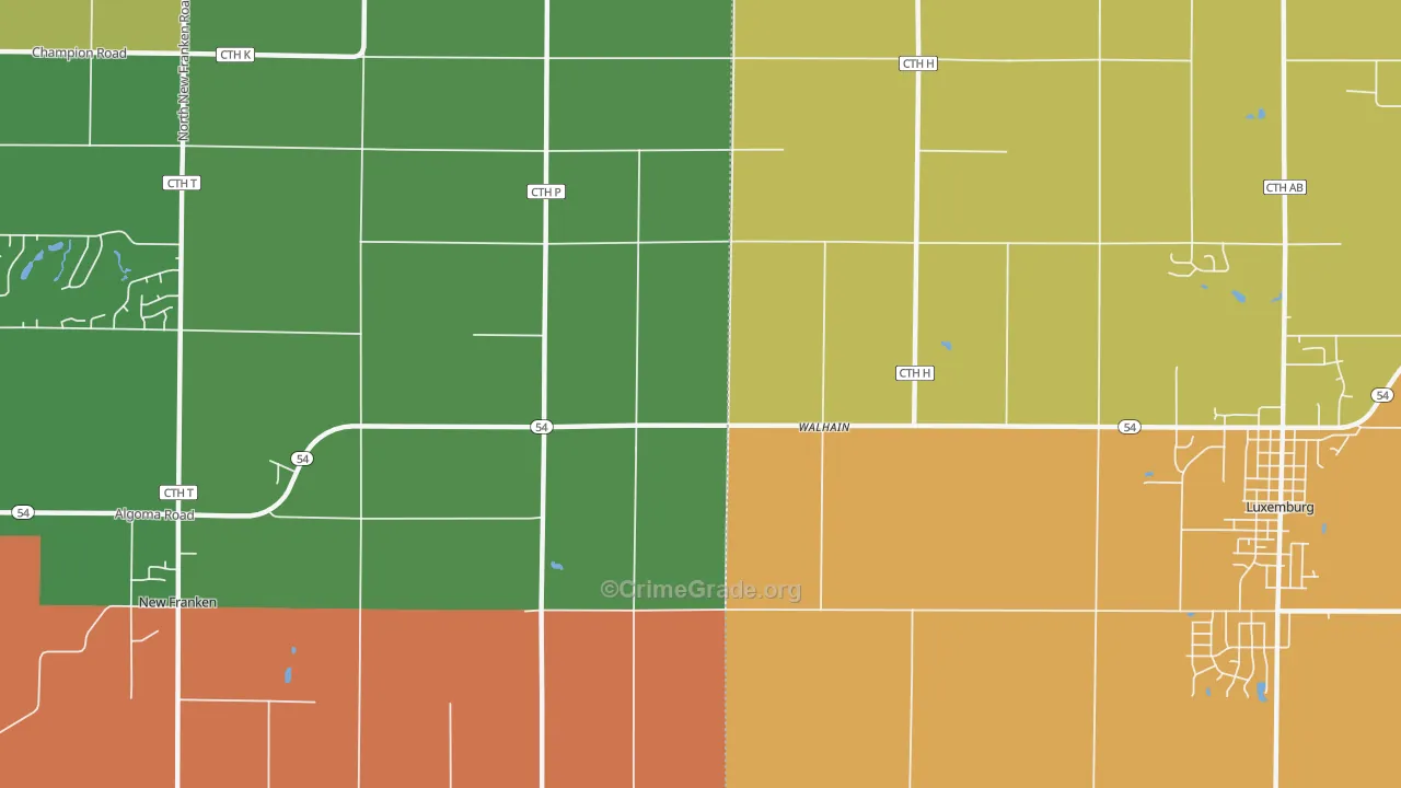 Walhain, WI Map of Murder Rates