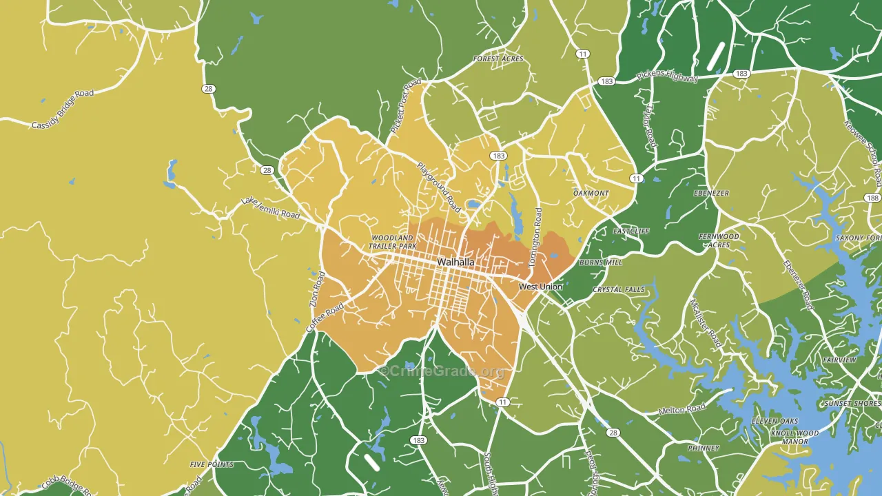 Walhalla, SC Map of Murder Rates