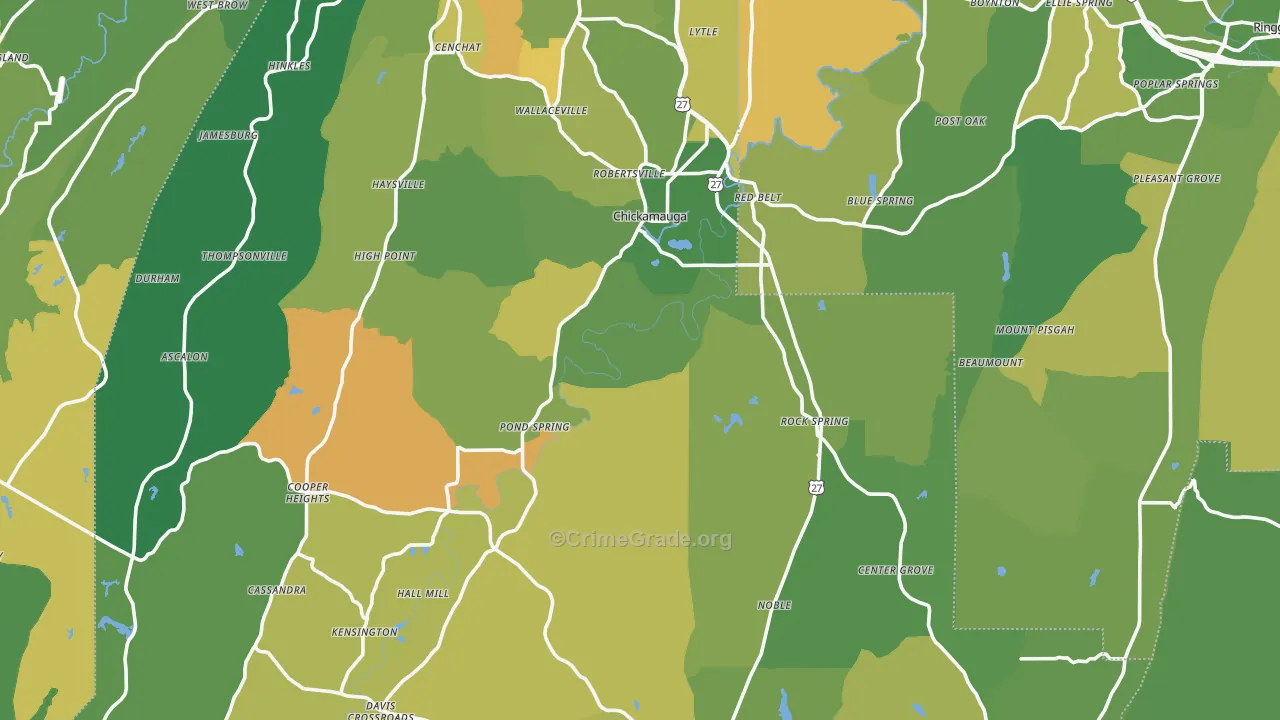 Walker County, GA Map of Murder Rates