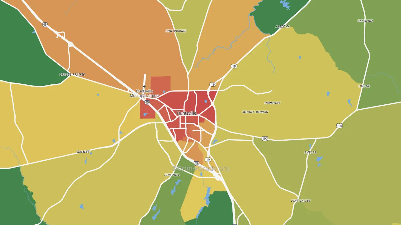 Walker County, TX Map of Murder Rates