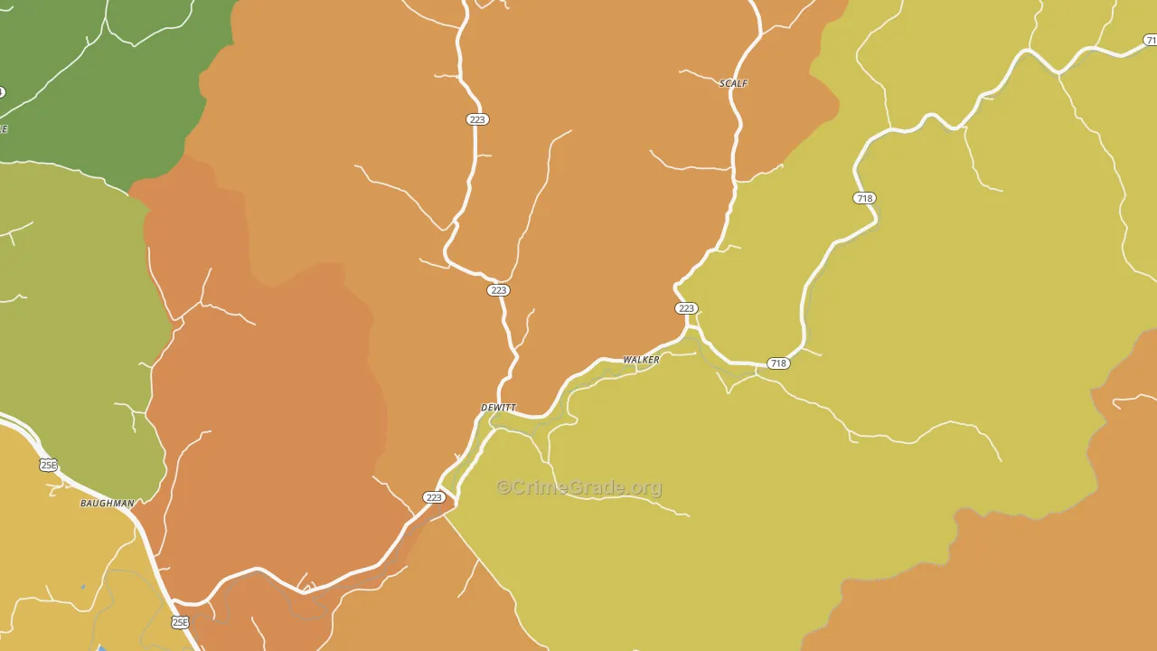 Walker, KY Map of Murder Rates