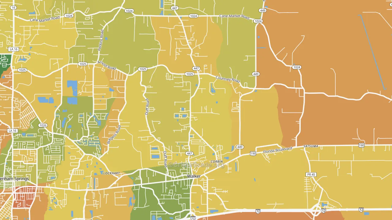 Walker, LA Map of Murder Rates