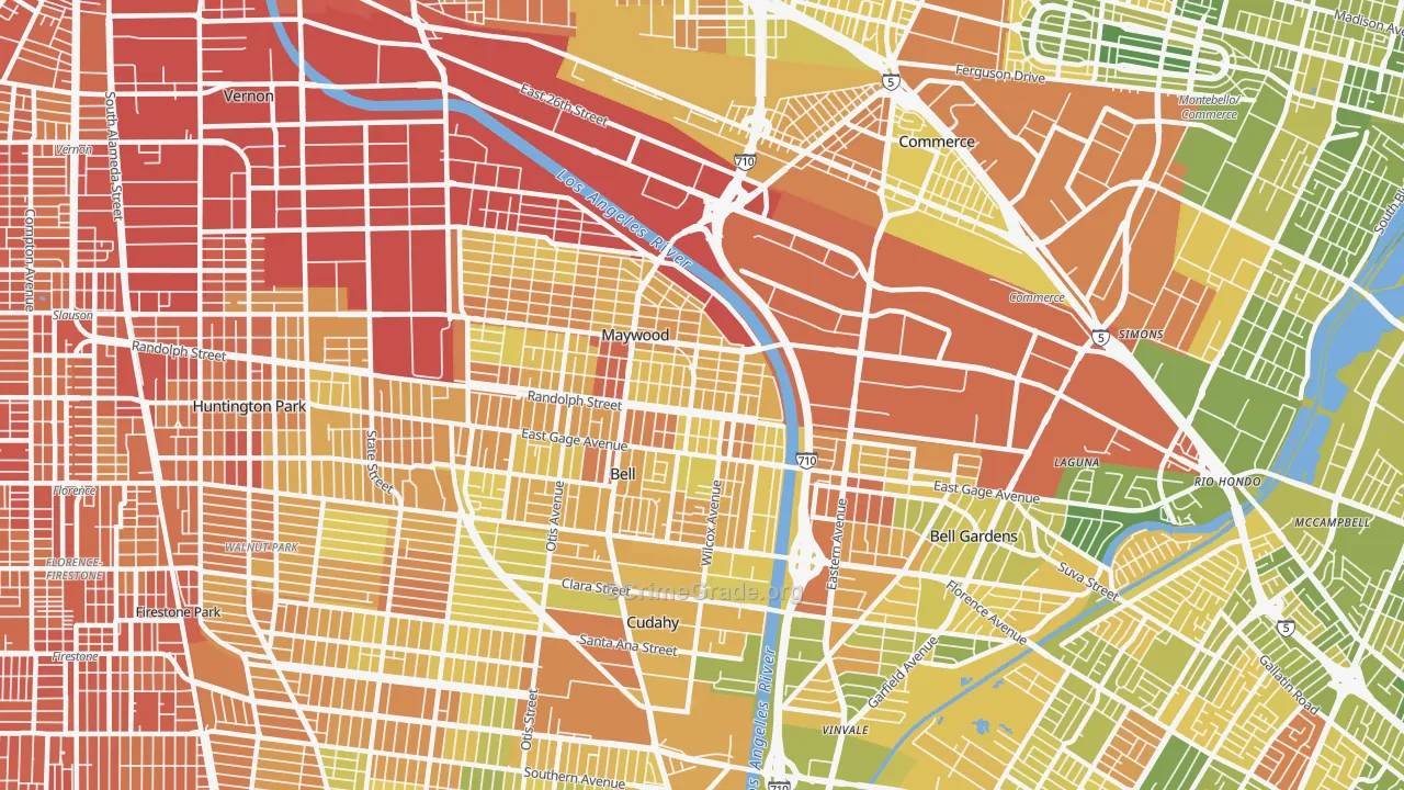 Walker, Maywood, CA Map of Murder Rates