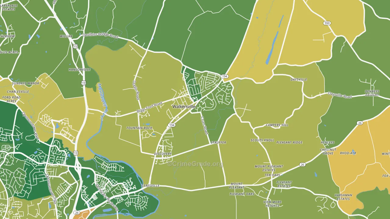 Walkersville, MD Map of Murder Rates