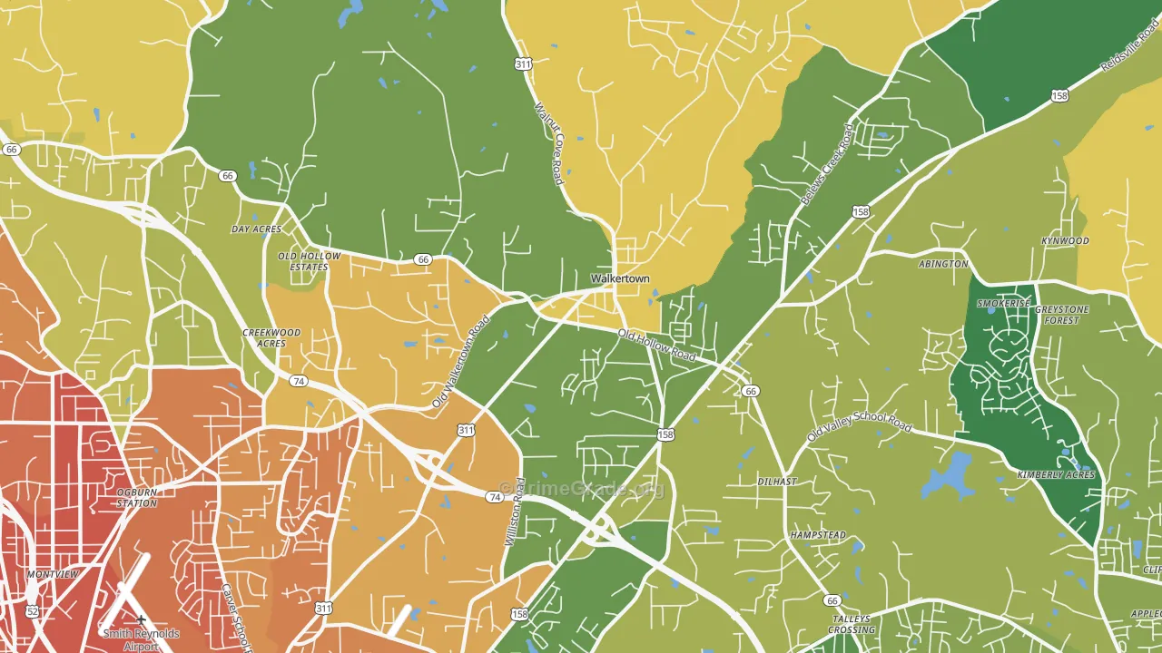Walkertown, NC Map of Murder Rates