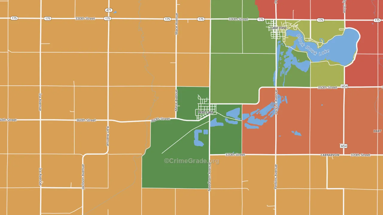 Wall Lake, IA Map of Murder Rates