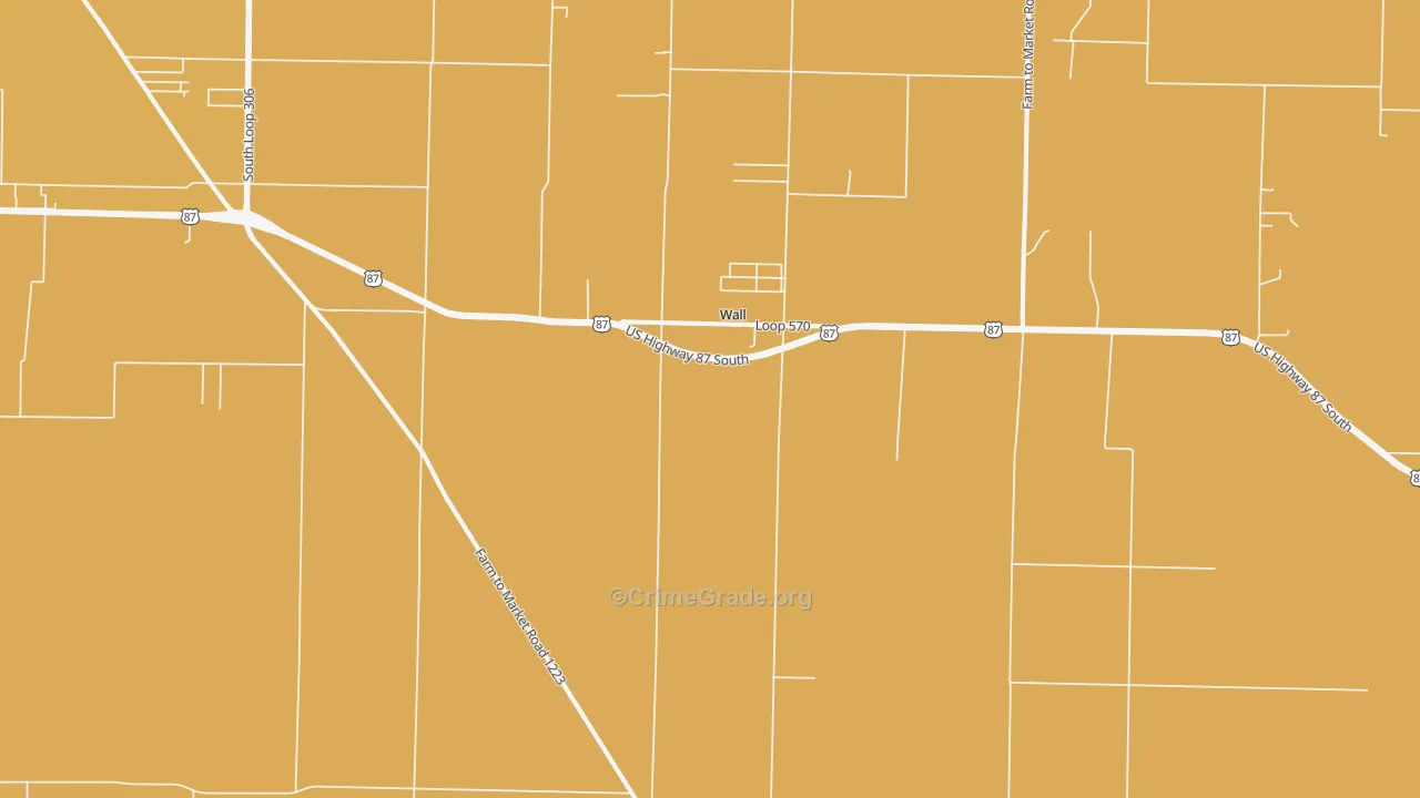 Wall, TX Map of Murder Rates