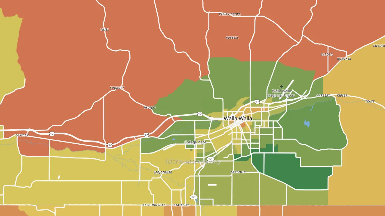 Walla Walla County, WA Map of Murder Rates