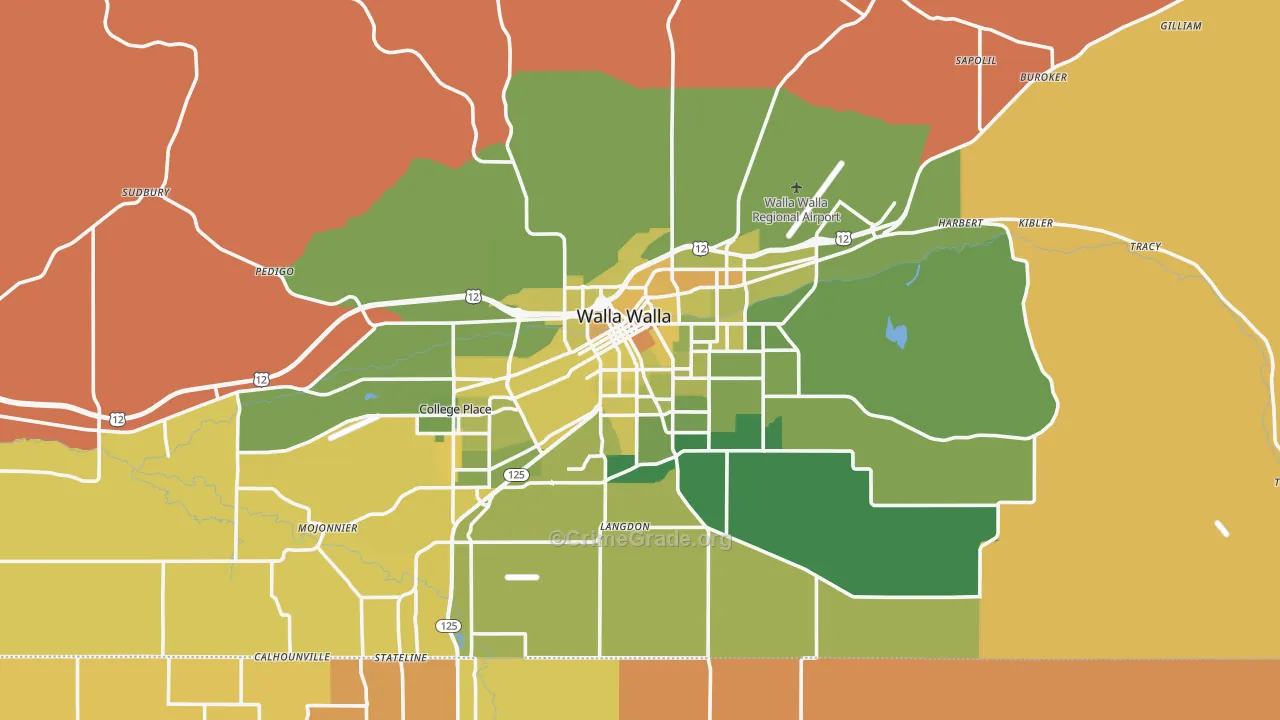 Walla Walla, WA Map of Murder Rates