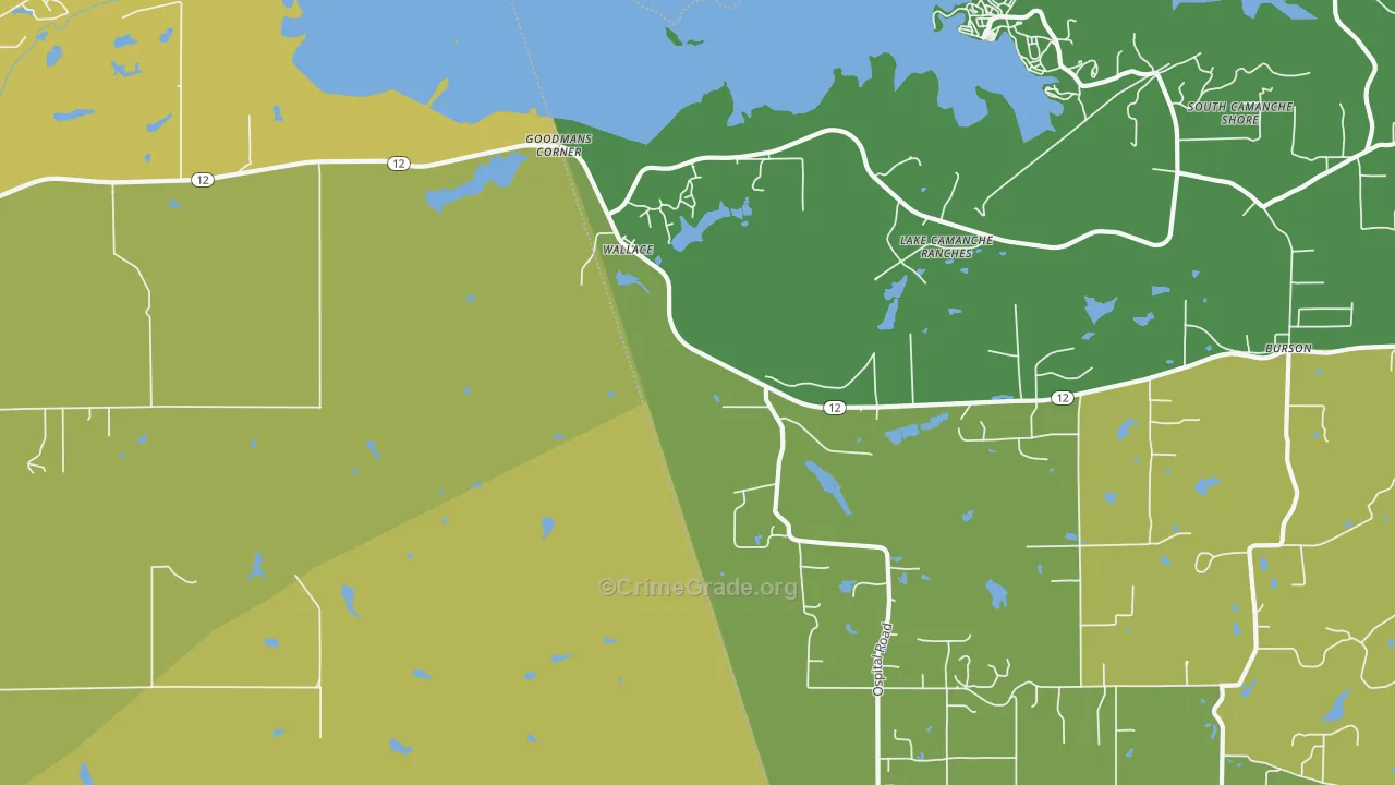 Wallace, CA Map of Murder Rates