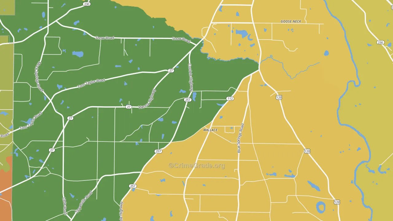 Wallace, GA Map of Murder Rates