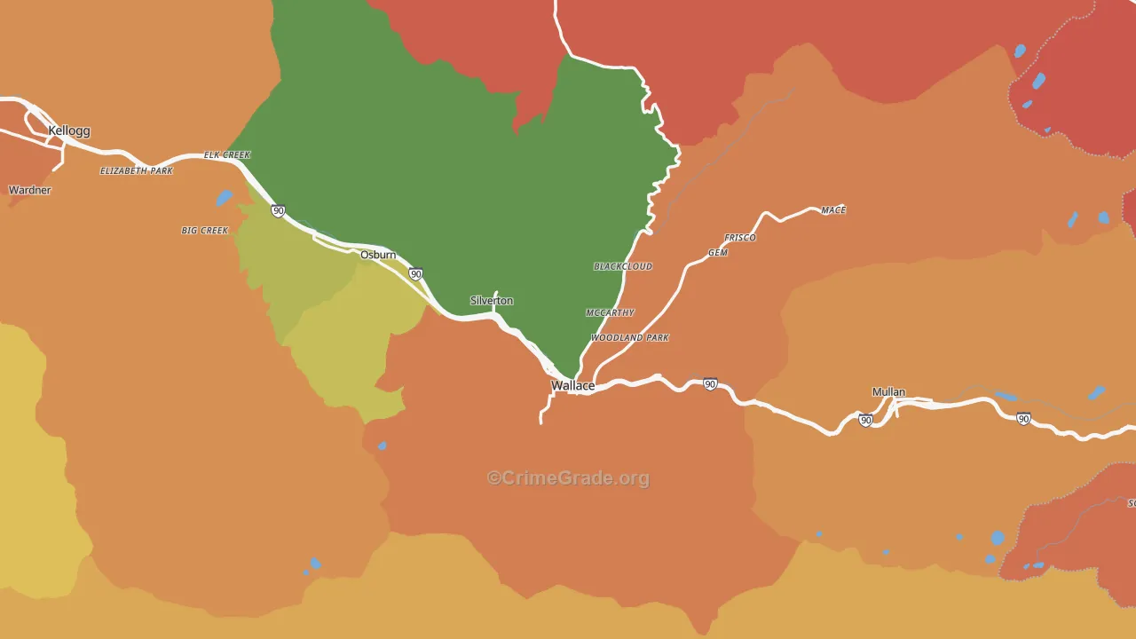 Wallace, ID Map of Murder Rates