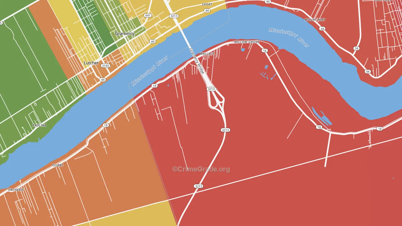 Wallace, LA Map of Murder Rates