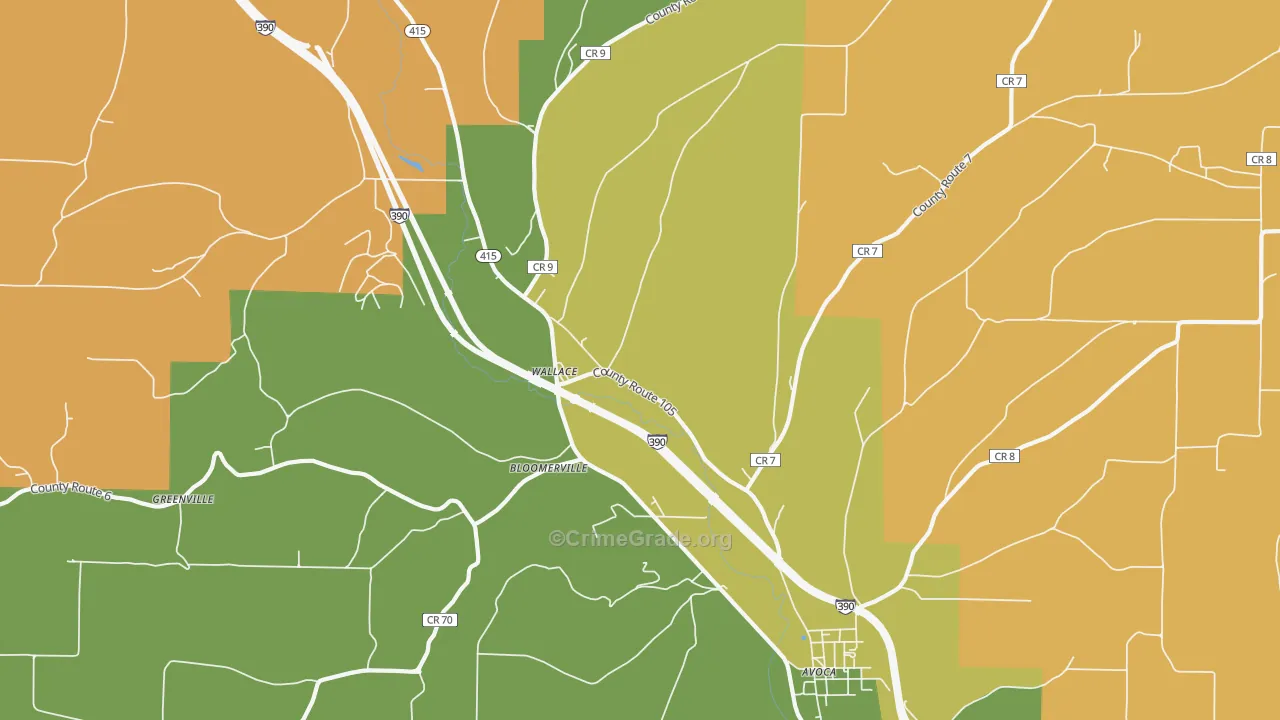Wallace, NY Map of Murder Rates