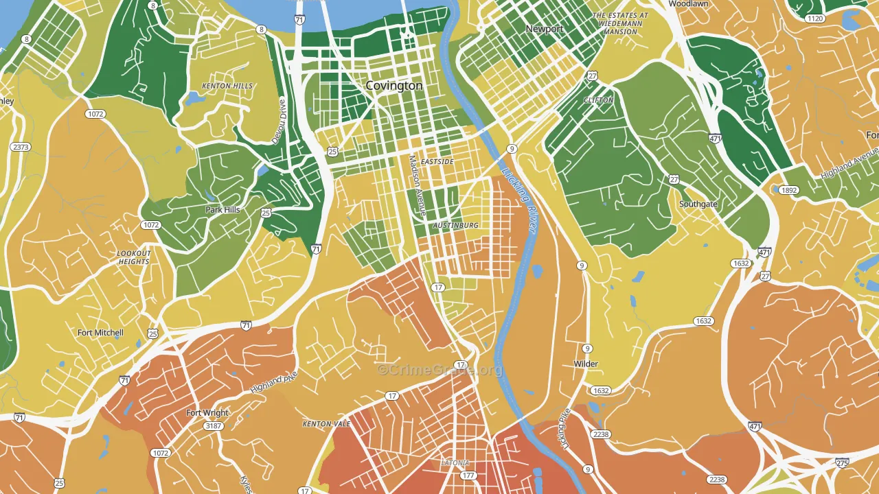 Wallace Woods, Covington, KY Map of Murder Rates