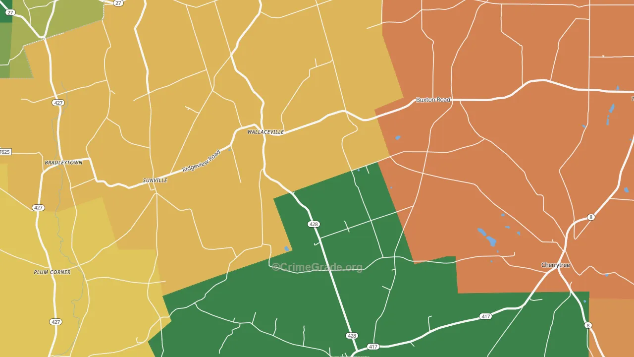 Wallaceville, PA Map of Murder Rates