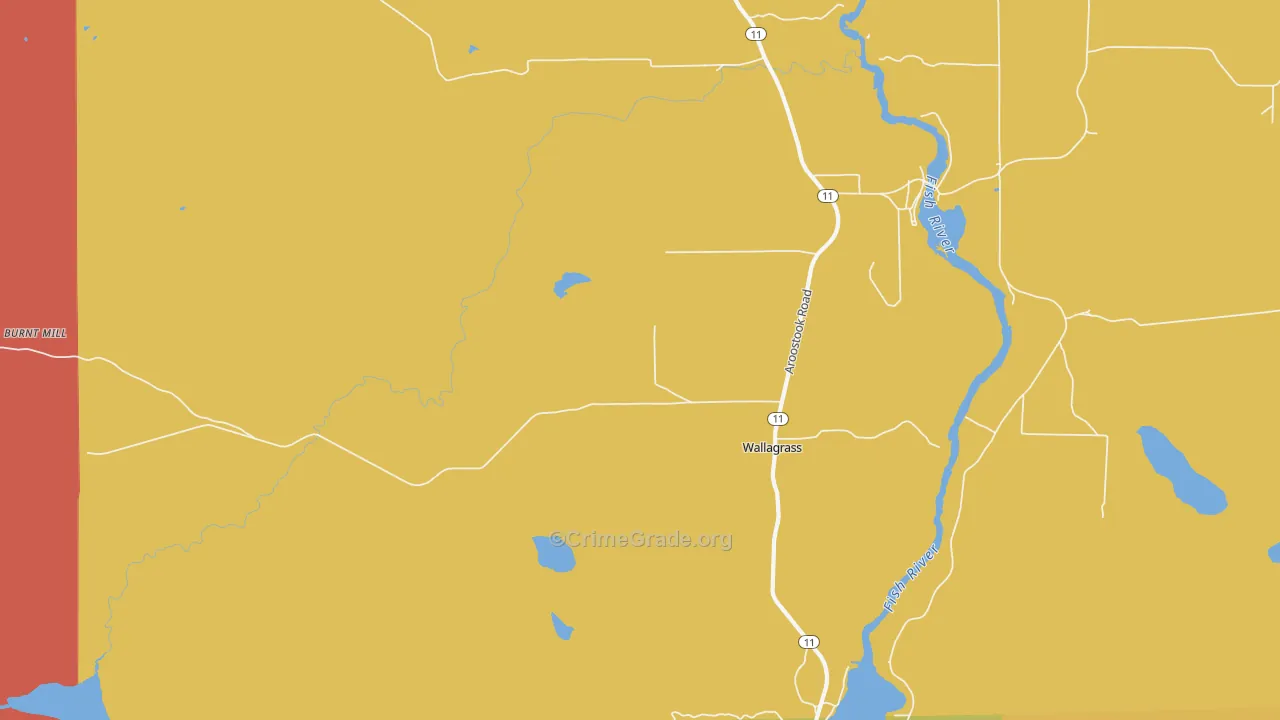 Wallagrass, ME Map of Murder Rates