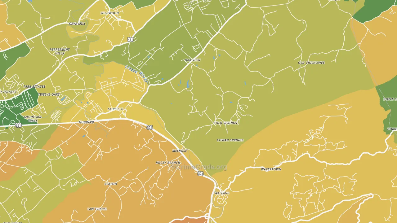 Walland, TN Map of Murder Rates
