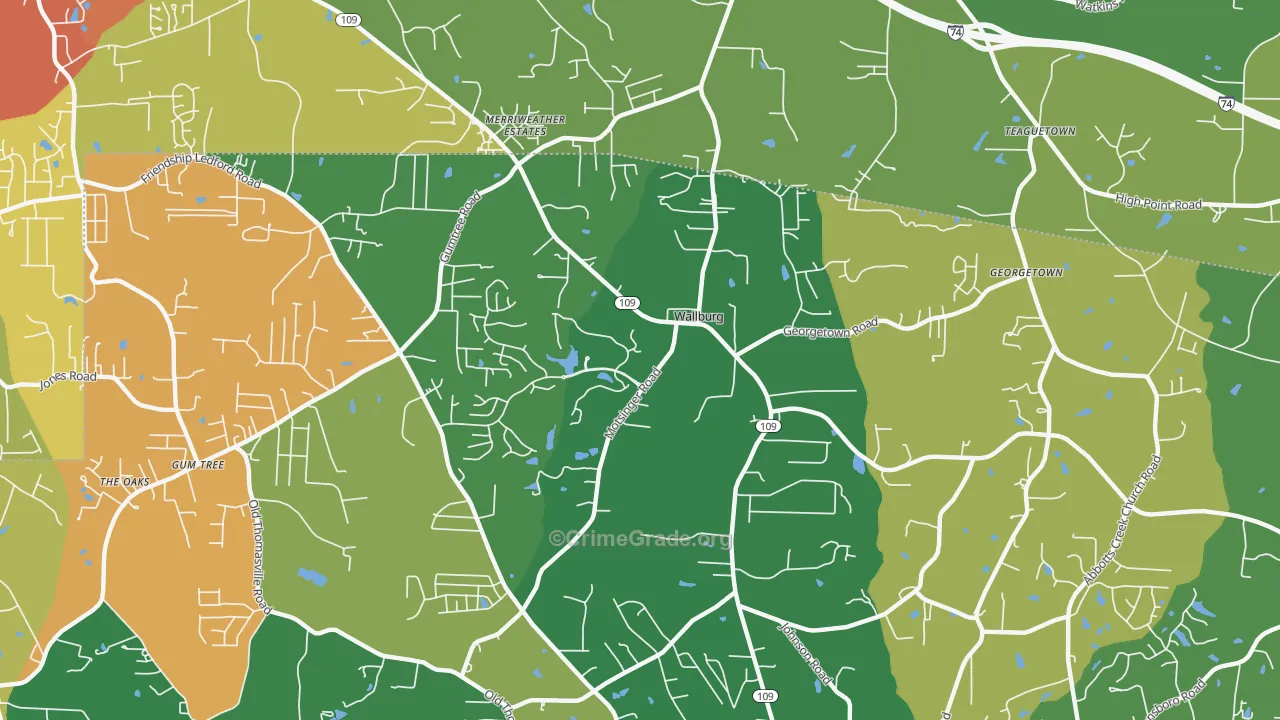 Wallburg, NC Map of Murder Rates