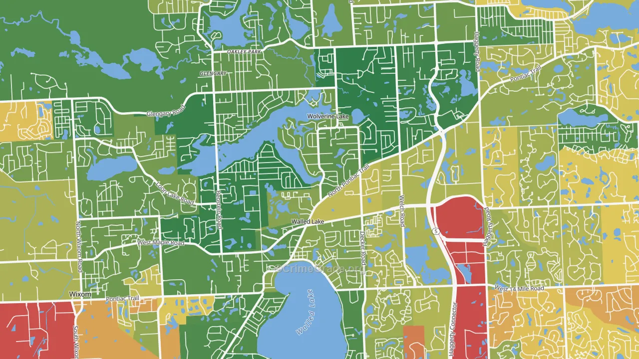 Walled Lake, MI Map of Murder Rates