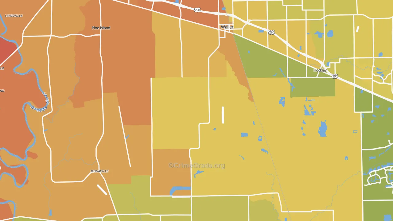 Waller County, TX Map of Murder Rates