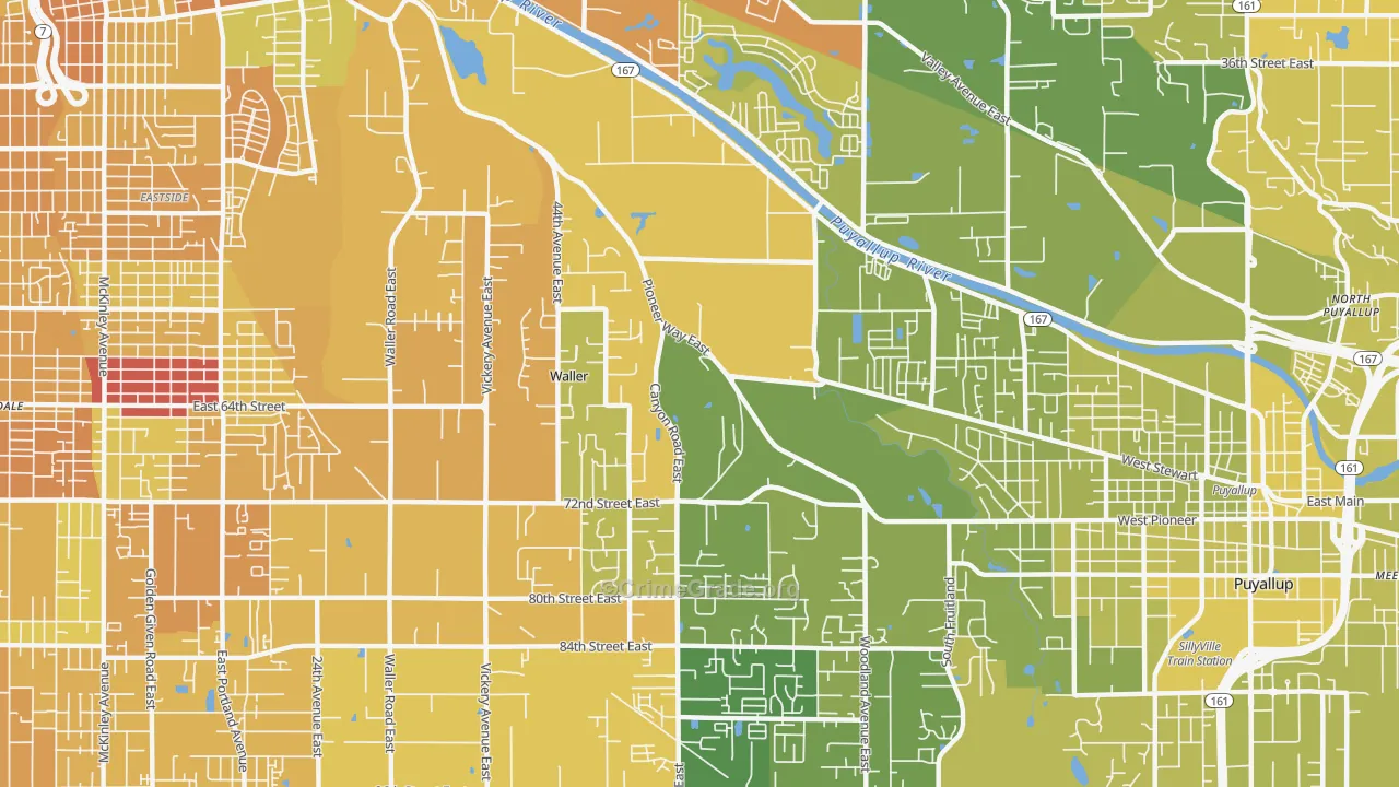 Waller, Tacoma, WA Map of Murder Rates