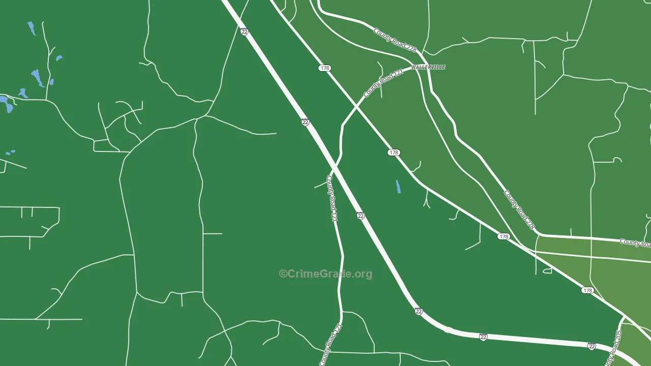 Wallerville, MS Map of Murder Rates