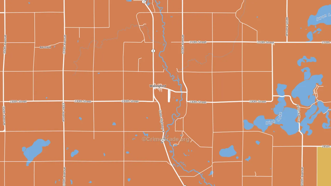 Wallingford, IA Map of Murder Rates