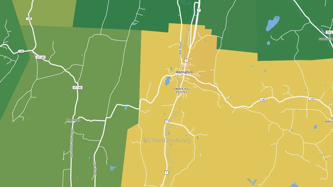 Wallingford, VT Map of Murder Rates