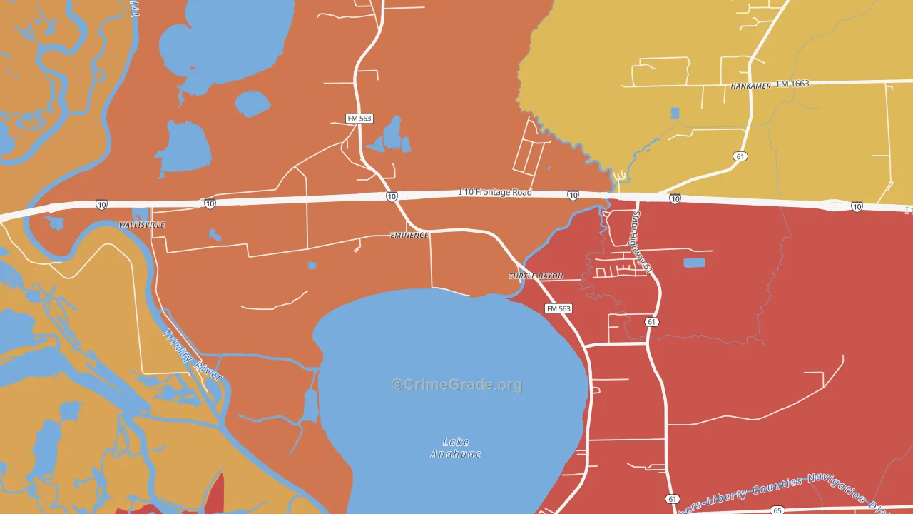 Wallisville, TX Map of Murder Rates