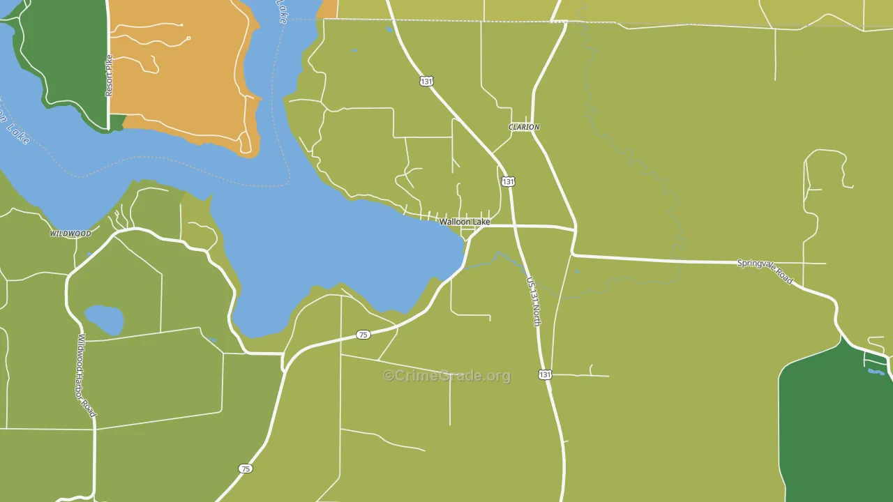Walloon Lake, MI Map of Murder Rates