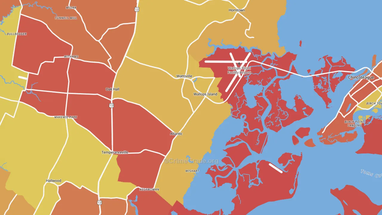 Wallops Island, VA Map of Murder Rates