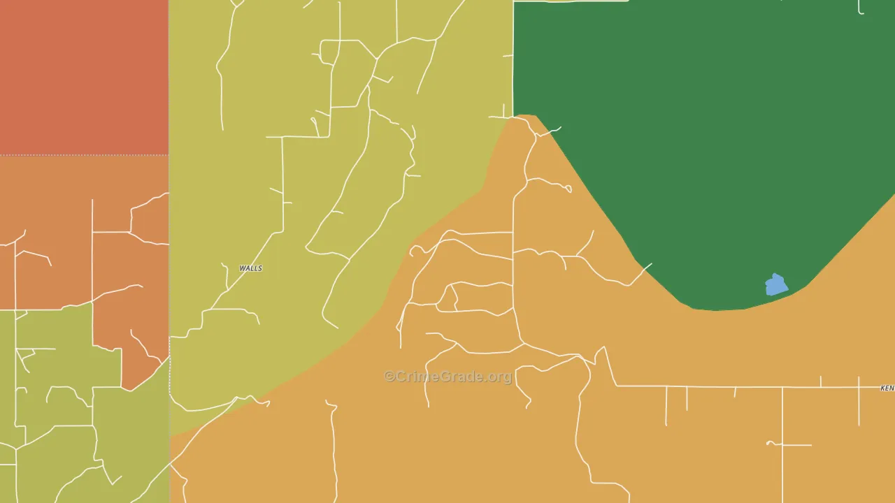 Walls, OK Map of Murder Rates