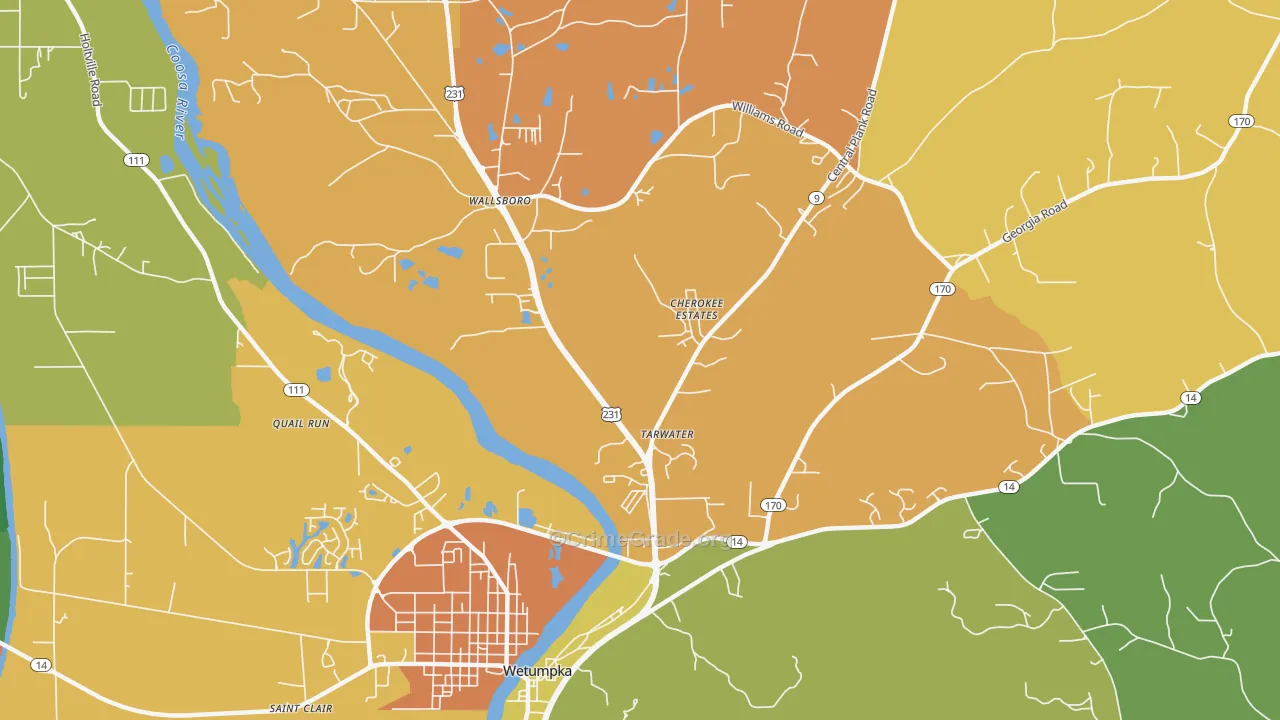Wallsboro, AL Map of Murder Rates