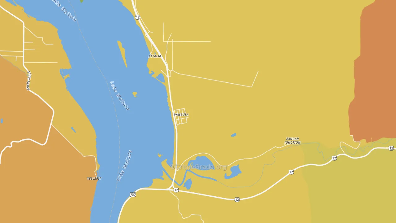 Wallula, WA Map of Murder Rates