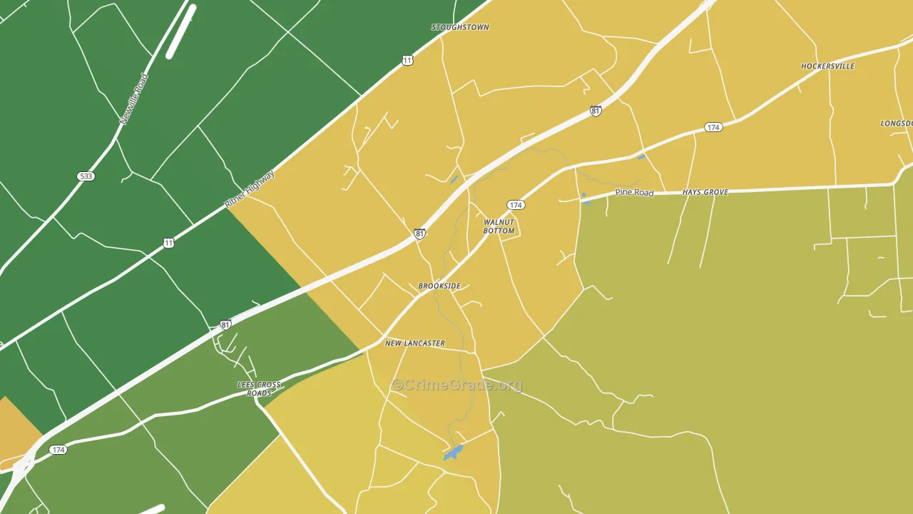 Walnut Bottom, PA Map of Murder Rates