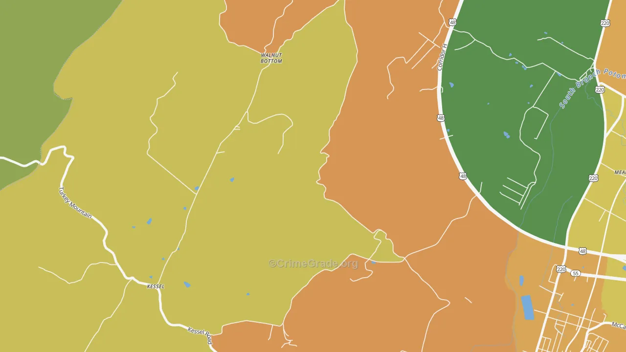 Walnut Bottom, WV Map of Murder Rates