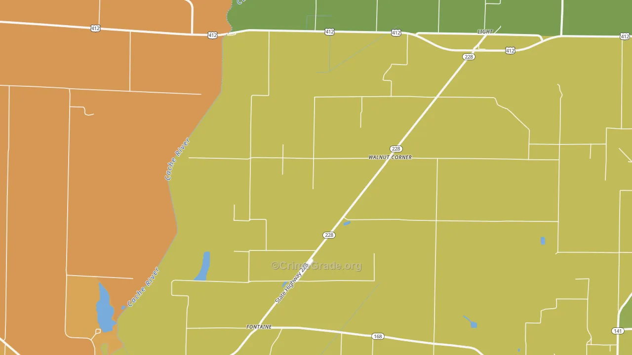 Walnut Corner, AR Map of Murder Rates