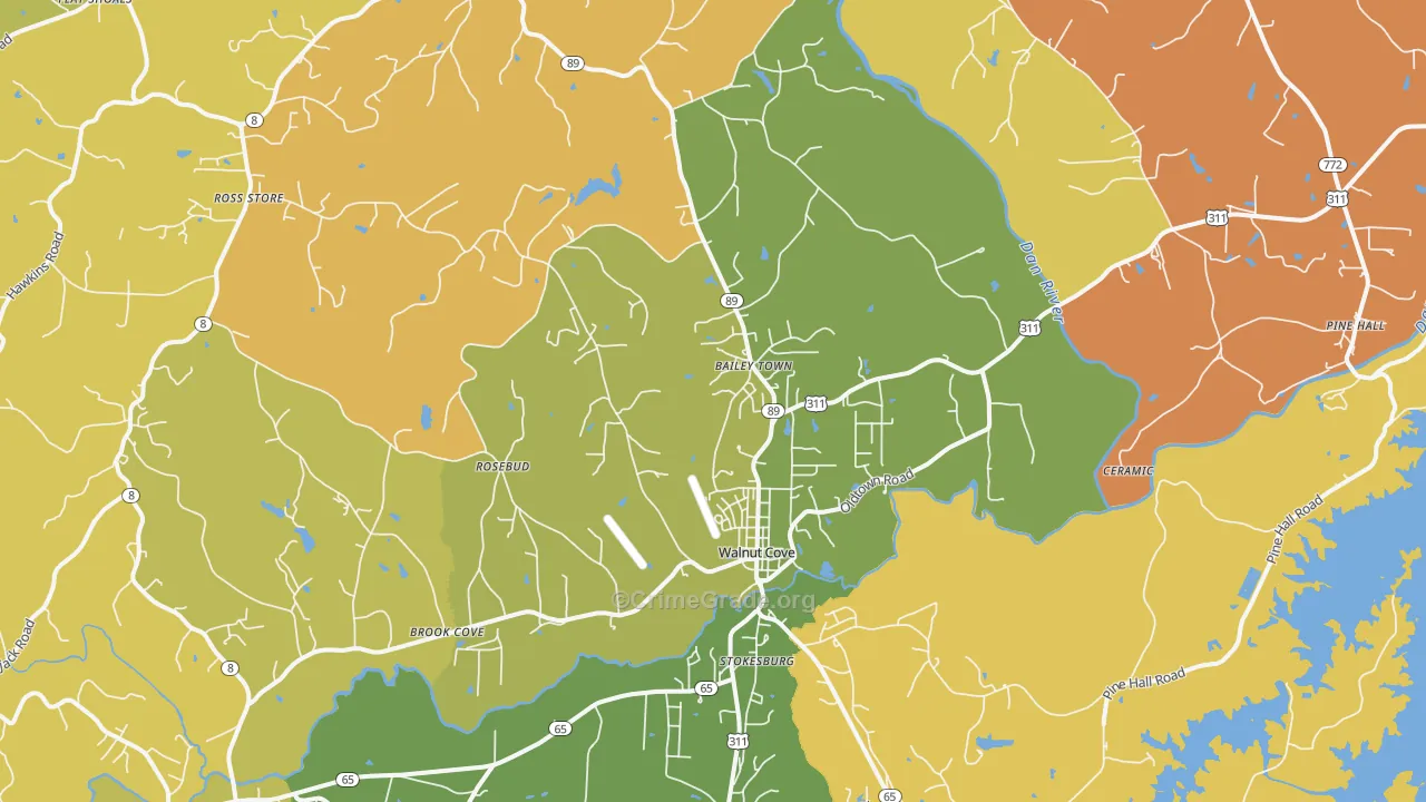 Walnut Cove, NC Map of Murder Rates