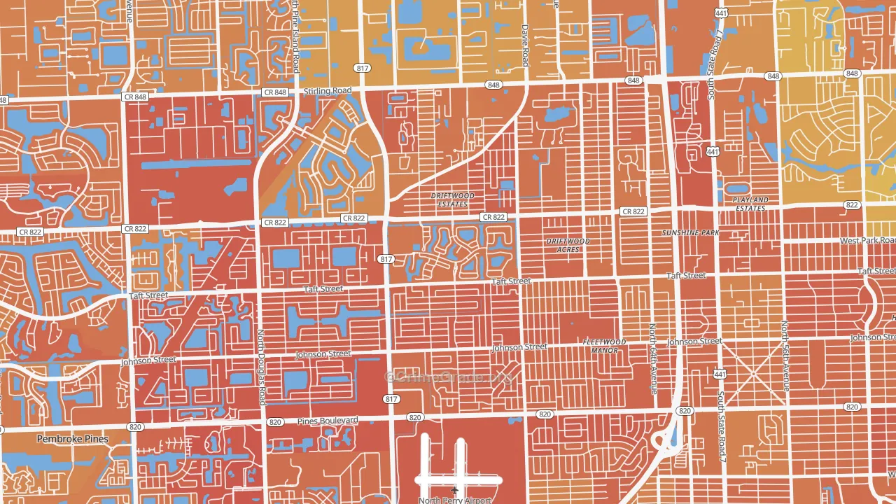 Walnut Creek, Pembroke Pines, FL Map of Murder Rates